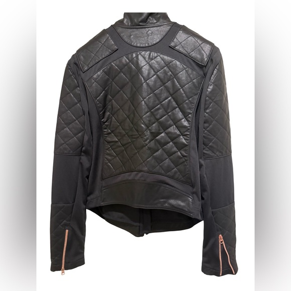 Victoria’s Secret NWOT Size M Black Quilted Faux Leather Bomber Jacket (0562) - Picture 5 of 12